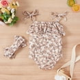 thumbnail image 2 of Kiapeise Baby Girls Printing Lace-Up Ruffles Suspender Romper + Headband, 2 of 7