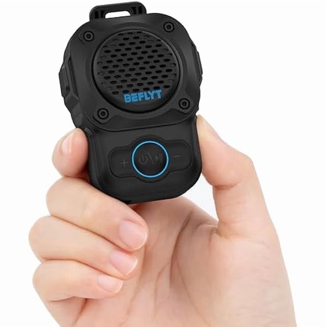 wonima11 Wearable Bluetooth Speaker with IPX7 Waterproof, 10H Playtime, Built-in Mic - Lightweight Clip-On Wireless Speaker for Hands-Free Music & Calls, Ideal for Home, Outdoor, Running, Work (Black)