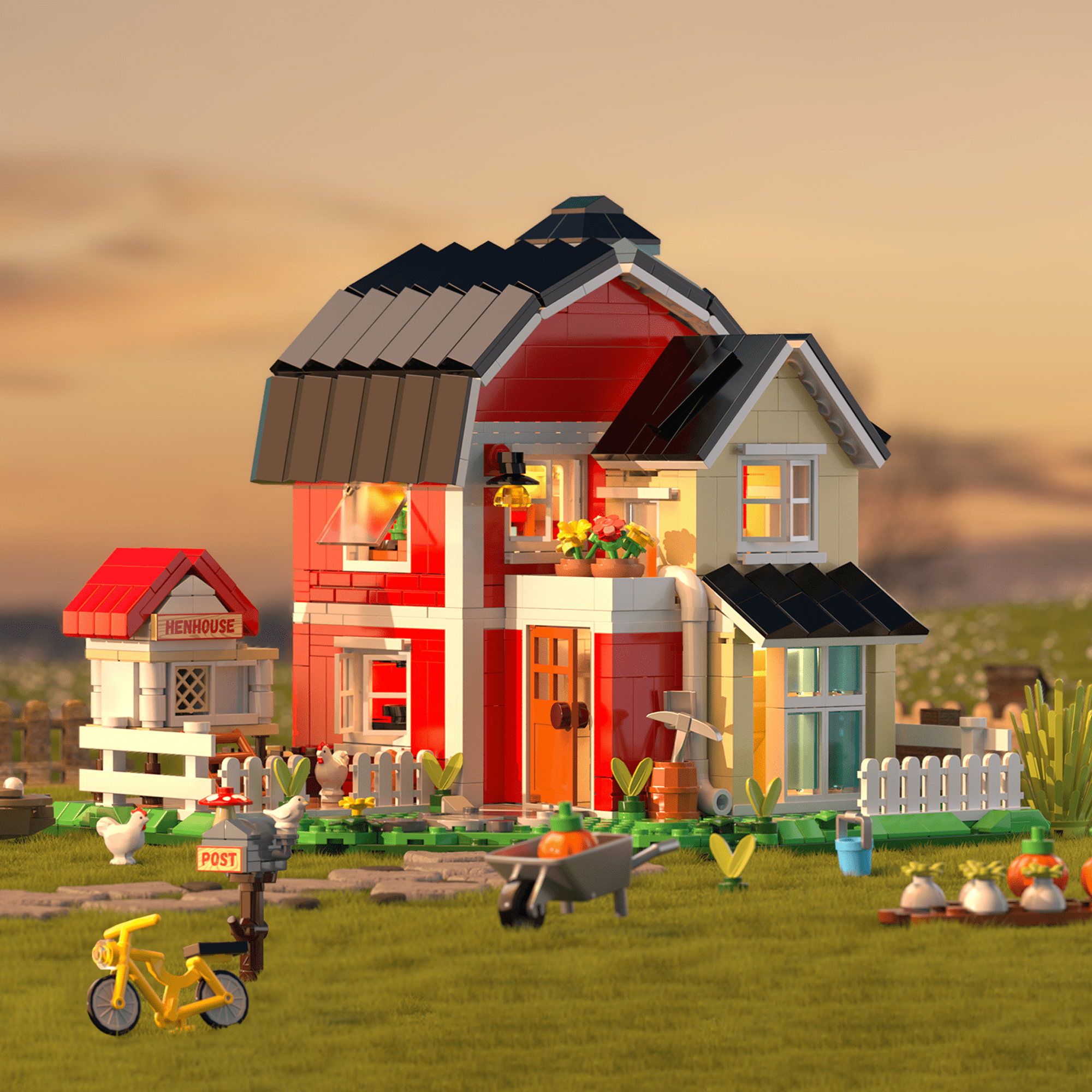 YOUEEFY Creative Building Block Model Kit - Ranch Cottage, DIY Assembly for Adults & Teens