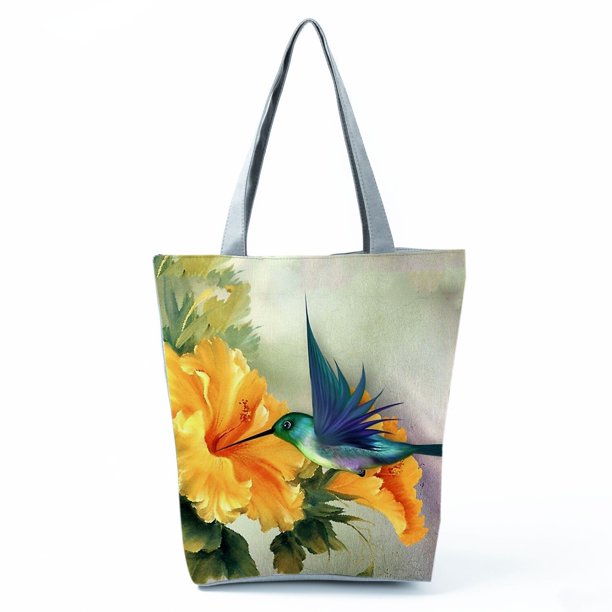 Bolso de mano con estampado de Tigre, León, zorro, flor nórdica, bolso de hombro portátil, informal, reutilizable, bolsas de compras de alta capacidad xuanjing unisex