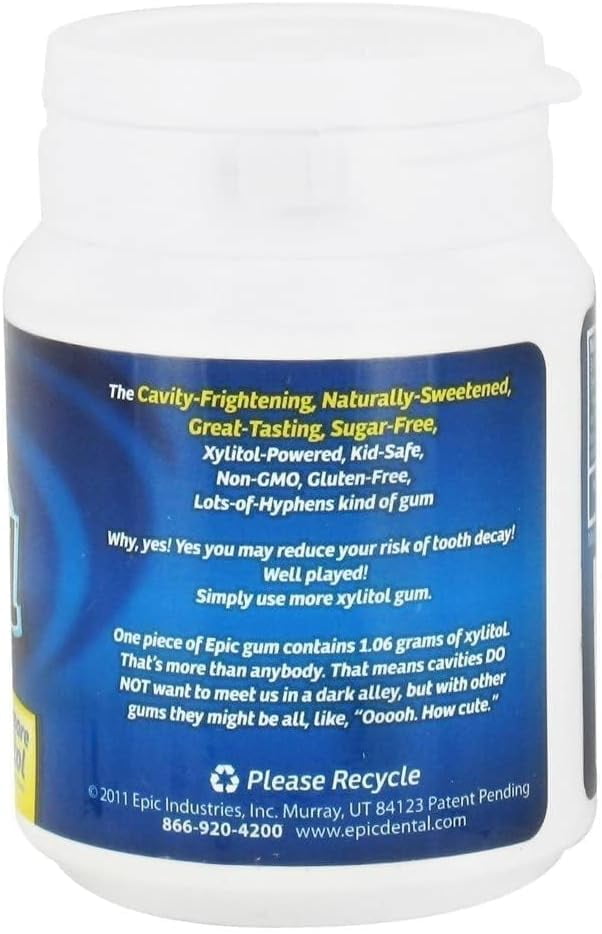 Epic Dental Xylitol Sweetened Peppermint Gum Gluten Free 50 ct, Pack of 4