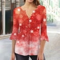 thumbnail image 3 of Camisetas con Cuello en V Mujeres Moda Impresa 3/4 Mangas Blusa, Top Cómodo Casual para el Hogar Y Diario, 3 of 5