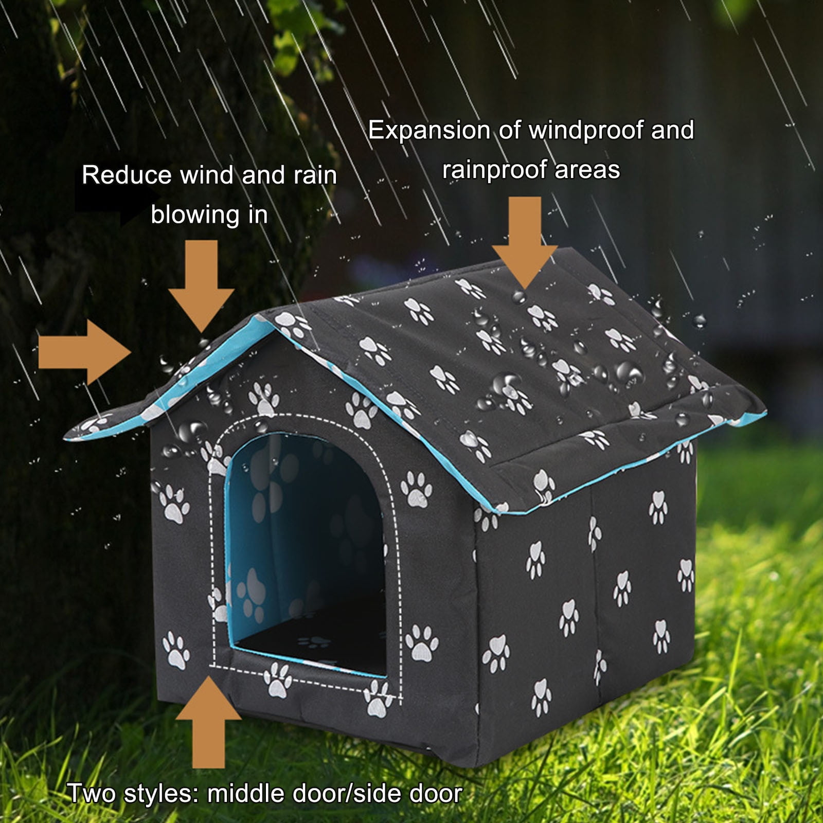 Matoen Dog House with Removable Canopy Shade Tent, Indoor and Outdoor Dog Cot Cat House Pet Shelter, Portable Waterproof for Small Medium Dogs