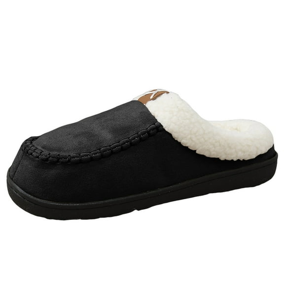 Slippers for Women Men Indoor and Outdoor with Fleece Lined Casual Cozy Warm Winter Fleece Lined Fuzzy Scuff Suede Clogs Slides Slip-On Booties Wide Width
