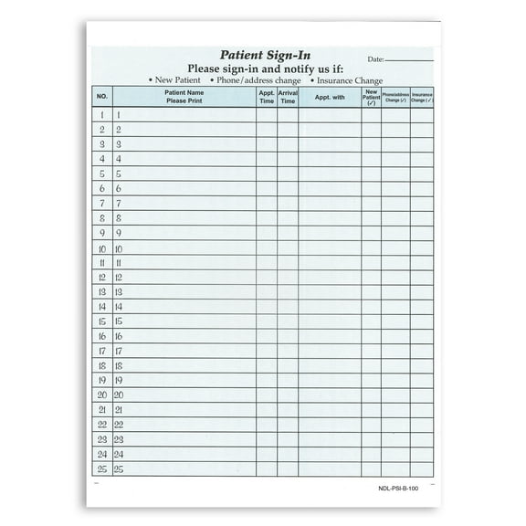 Next Day Labels NCR Carbonless 2 Part Patients Sign In Forms, Blue
