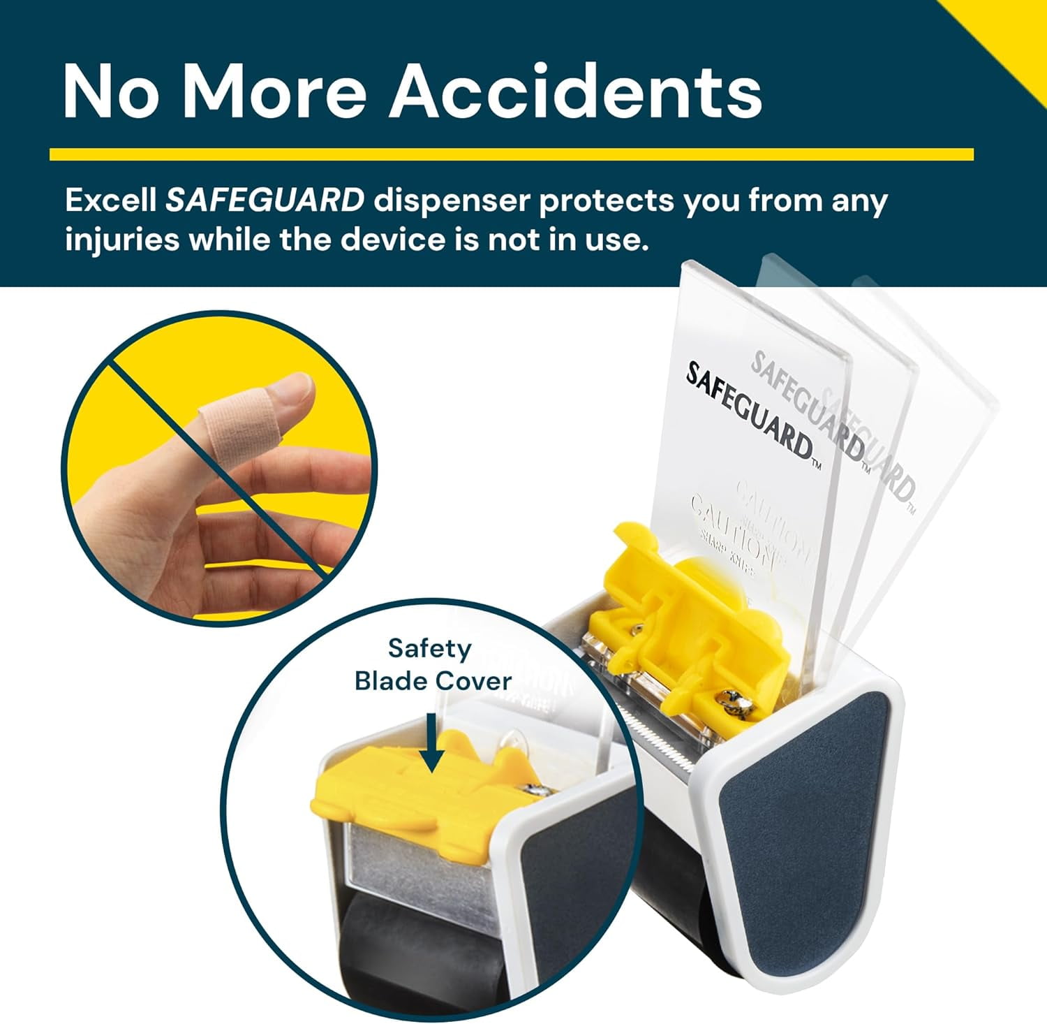 Excell Safeguard Packing Tape Dispenser with 1 Roll – 2 Inch Wide Tape Gun for Packaging, Box Sealing, and Carton Sealing
