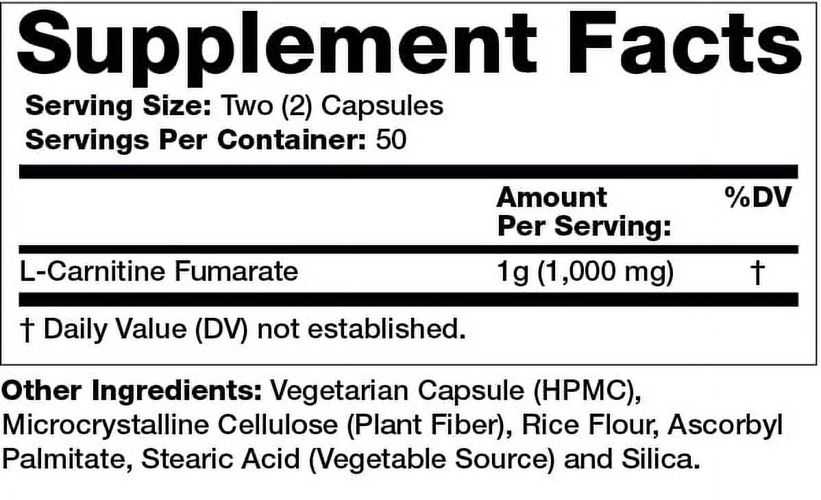 Olympian Labs L-Carnitine Fumarate 500 MG Capsules, Liberia