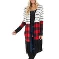 thumbnail image 5 of Munlar Plaid Cardigan Long Sleeve White Lab Coat Christmas Winter Coat for Women, 5 of 7