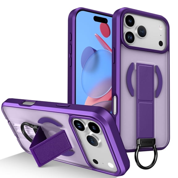 Allytechgroup Magnetic Protective Case For Apple iPhone 17 Pro Max, Shockproof PC TPU Back Cover with Built-in Grip Ring Kickstand [Compatible with Magsafe] Anti-Scratch Non-Slip Design,Purple