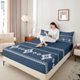 thumbnail image 3 of Erosebridal Vintage Aztec Print Bed Sheets,Deepblue White King Sheets For Adults 4-Piece, 3 of 6