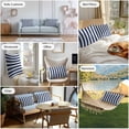 thumbnail image 6 of Navy Blue Striped Outdoor Pillow Covers, Waterproof Decorative Throw Pillowcases Set of 2, Modern Farmhouse Blue White Stripes Couch Cushion Cases with Zipper for Outside Patio Garden Sofa 20"x12", 6 of 9