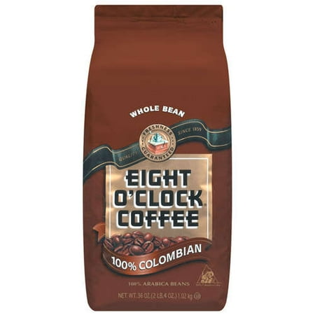 8 O'Clock Coffee 100% Colombian Whole Bean, Medium-Dark Roast