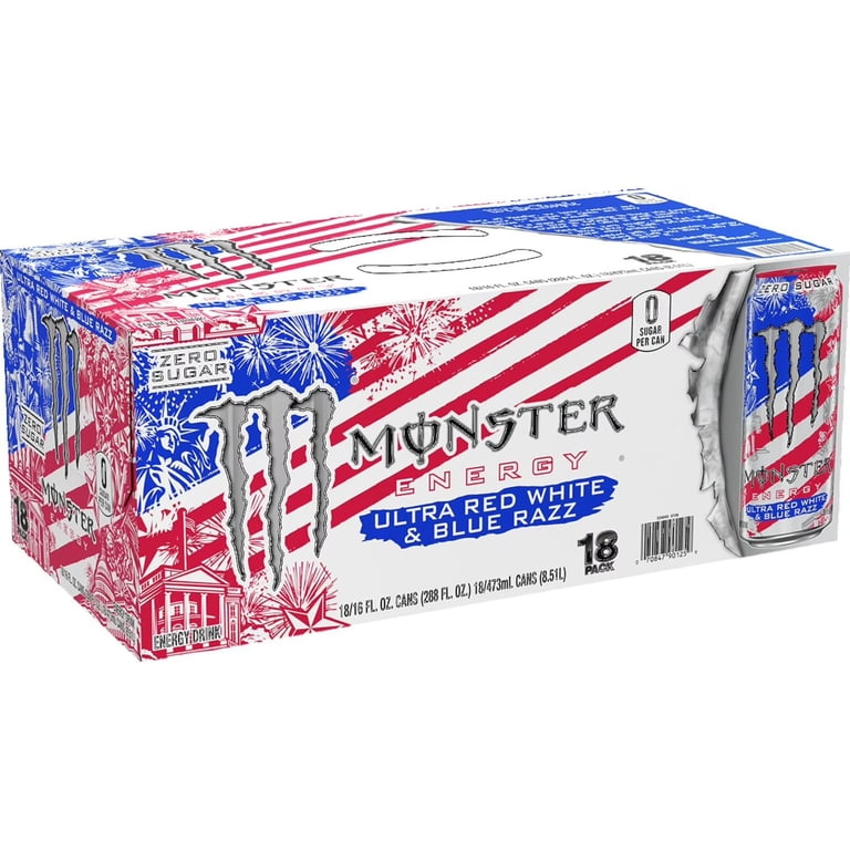 Monster Energy Ultra, Sugar Free Energy Drink, Red White & Blue