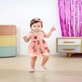thumbnail image 3 of ZEHJUHAN Baby Girl's Birthday Sleeveless Printed Mesh Tutu Romper with Bow Headband, Letter & Ruffle Detail Pink，9-12M, 3 of 6