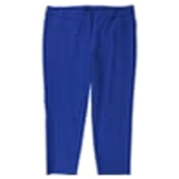 Alfani Womens Solid Slim Casual Cropped Pantalones, Azul, 6