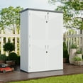 thumbnail image 5 of Clouddwell 4.5x2.5 FT Resin Storage Shed, Heavy-Duty 64 Cu.ft Plastic Storage Sheds with Floor & 3 Tier Shelves, Weather-Resistant Vertical Outdoor Storage Cabinet with Lockable Doors, White, 5 of 9