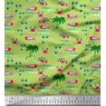 thumbnail image 1 of Soimoi Green polyester Crepe Fabric Palm Tree,Crab & Fish Ocean Print Sewing Fabric Yard 42 Inch Wide, 1 of 3