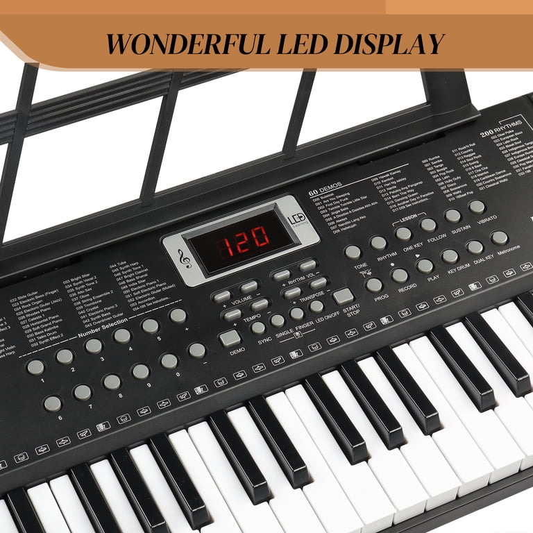 Ktaxon 61 Keys Keyboard Piano with Lighted Keys, Z-Stand, Piano