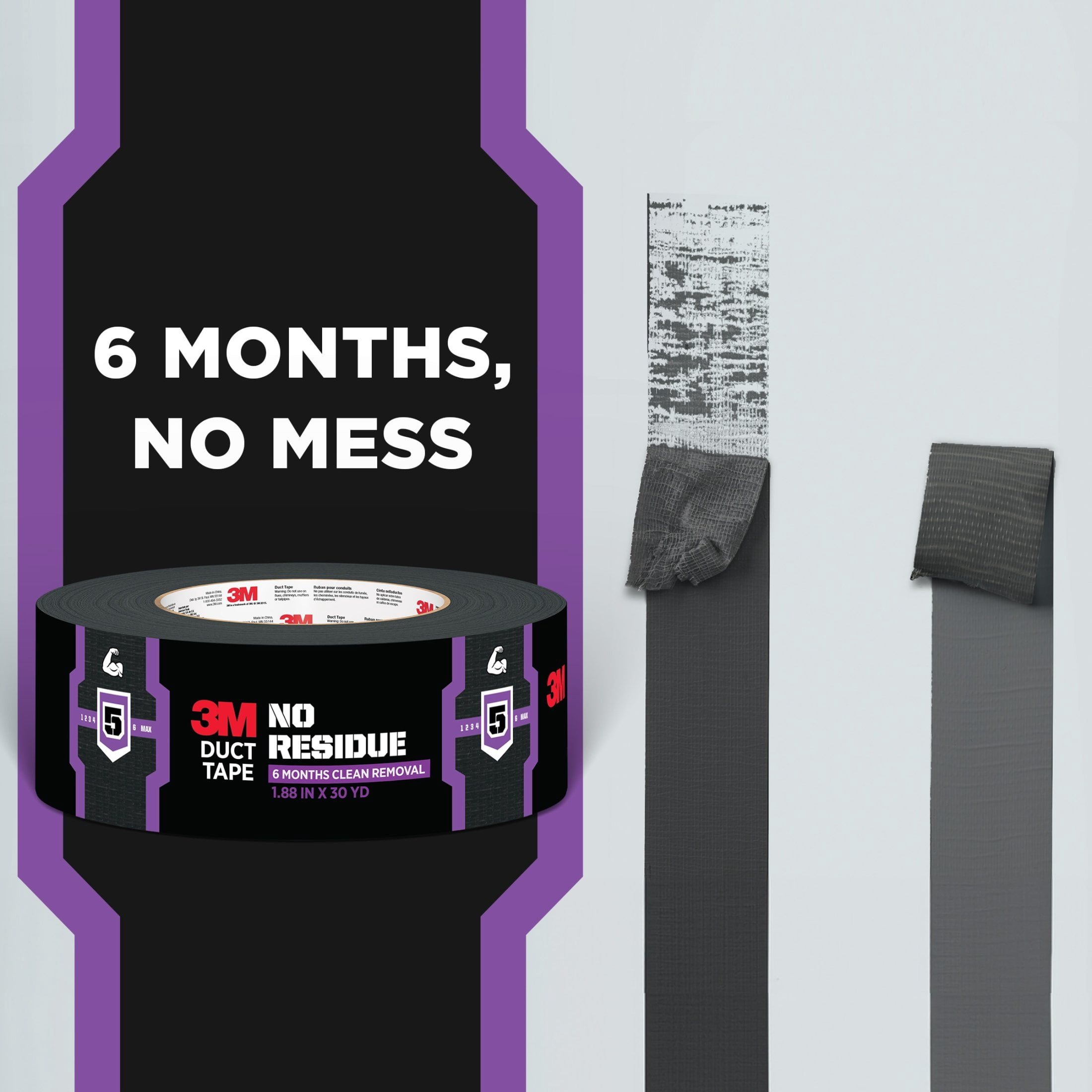 (2 pack) 3M No Residue Duct Tape, Silver, Removes Clean Up To 6 Months, 1.88 in. x 20 yd., 1 Roll
