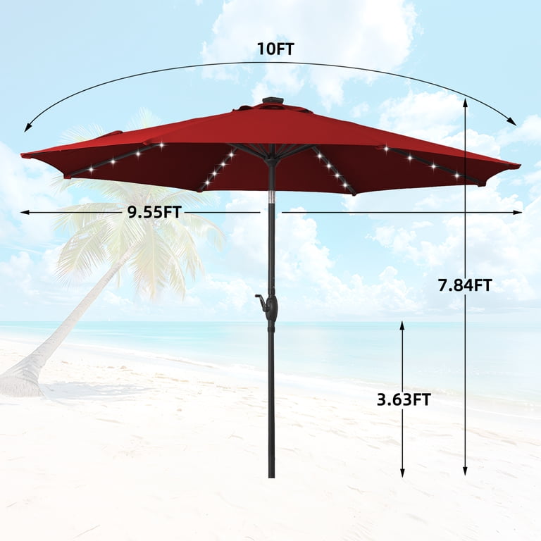 Autlaycil 10ft Solar LED Patio Umbrella, Red Market photo 2