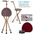 thumbnail image 2 of LHONE Folding Cane Seat Walking Stick,Medical Lightweight Three Leg Cane Seat Walking Stick with Light,Portable Adjustable Anti-Skid Folding Walking Cane with Seat,Massage Seat Board & Handle,330 lbs, 2 of 18