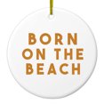 thumbnail image 1 of DistinctInk Hanging Ceramic Christmass Tree Ornament with Gold String - Great Gift / Present - 2 3/4 inch diameter - Born on the Beach, 1 of 2
