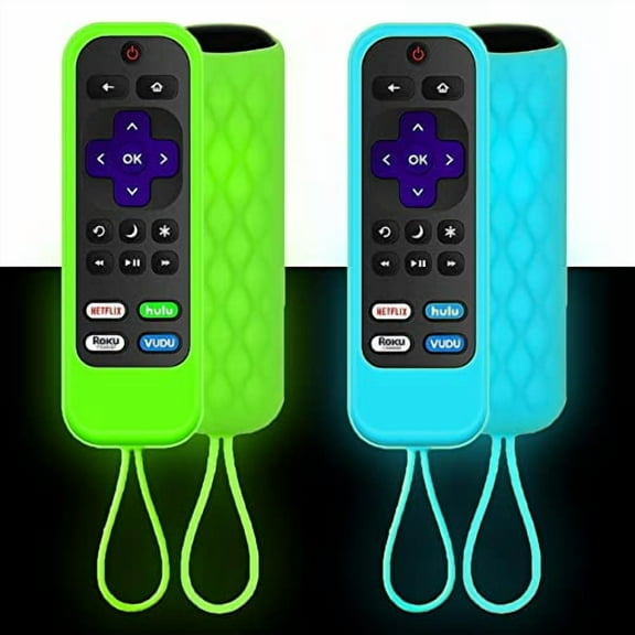 2Pack Remote Case Compatible with Roku TCL Hisense Remote Controls,Silicone Protective Controller Sleeve for Roku Express 4K  2021 - Streaming Stick  - Streaming Stick 4K 2021 Glow in The Dark