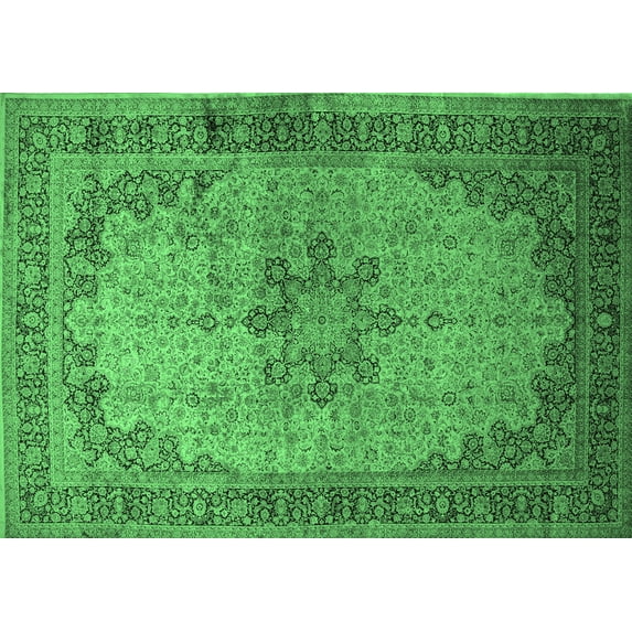 Ahgly Company Indoor Rectangle Persian Emerald Green Traditional Area Rugs, 2' x 5'