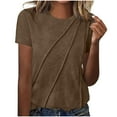 thumbnail image 1 of Plebaso Hauts Décontractés pour Femmes T-Shirts à Manches Courtes Plissées Col Rond Tee Confortable Blouses d'Été pour Femmes, 1 of 5