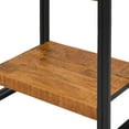 thumbnail image 5 of 24 Inch Wooden Farmhouse Side Table with Open Compartment, Brown and Black, 5 of 5
