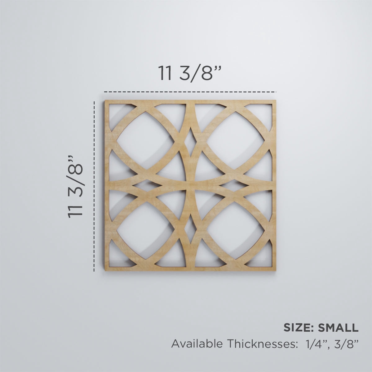 Ekena Millwork 11 3/8"W x 11 3/8"H x 3/8"T Small Fleetwood Decorative Fretwork Wood Wall Panels, Alder