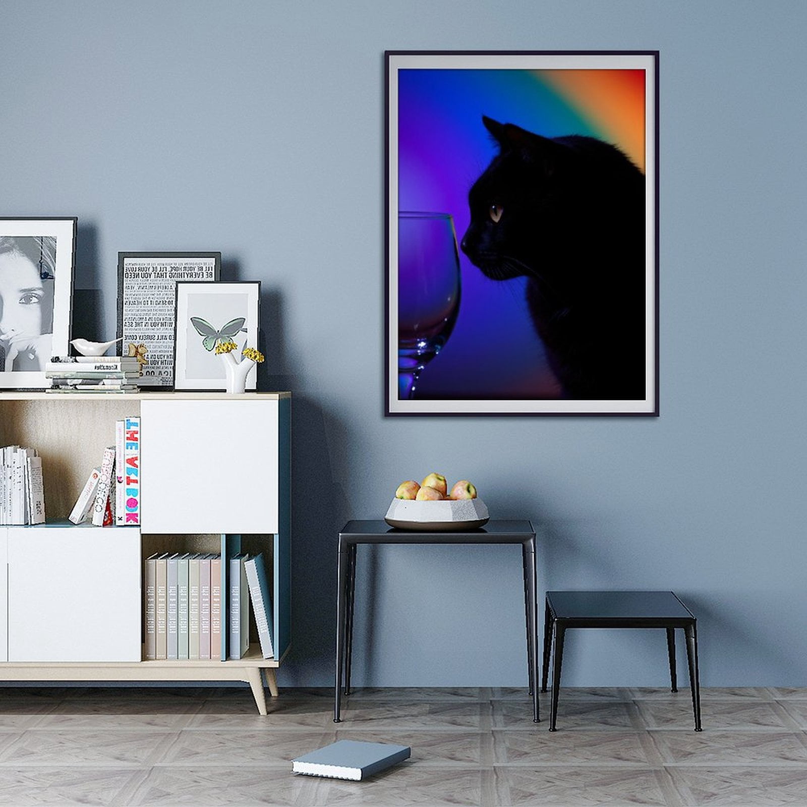 Diamond Art Kits for Adults - 5d Black Cat Rainbow Silhouette Glass Diamond Painting for Adults, Diamond Art for Adults Beginners, Diamond Painting Kits for Adults for Home Wall Decor