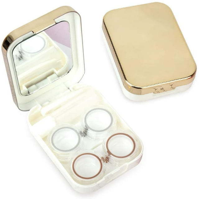 Deux Packs de Lentilles de Contact Soin de la Vision Noblesse Mignonnes Étuis de Lentilles de Contact kit de Lentilles de Contact Colorées pour Femmes (Or)