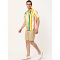 thumbnail image 4 of Camisa de Rayas de Verano Lars Amadeus para Hombre Bloque de Color Rosa Verde Naranja S, 4 of 6