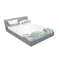 thumbnail image 2 of Ambesonne Floral Fitted Sheet & Pillow Sham Set, Abstract Flowers Curvy, Full, Multicolor, 2 of 2