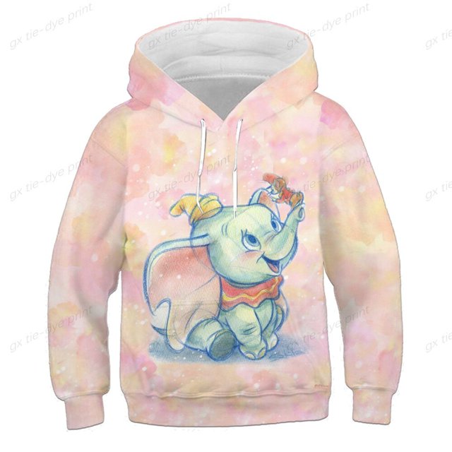 Sudadera de dibujos animados de Disney para niños, sudadera con capucha con patrón de Dumbo para niños, jersey divertido para bebé, Top, ropa bonita para niñas y niños 120 zhangyuxiang CONDUJO