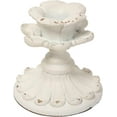 thumbnail image 6 of SOFE White Candle Stick Holder Vintage, Flower Candlestick Holder, 3 Inch Resin Taper Candle Holder Small, Short Rustic Candle Centerpieces for Tables, Wedding, Dining, Party, 6 of 7