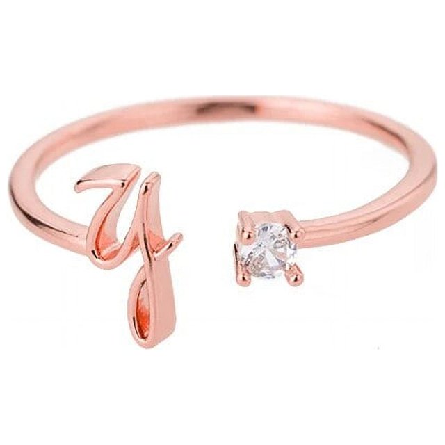 Anillo de acero inoxidable con letra inicial Simple para mujer, joyería de pareja, exquisito nombre apilable, regalo BFF para hermana, venta al por mayor