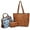 C-Brown/Jeans, variant on Women's Large Handbags Work Tote Vegan Leather Satchel Bag 3 Pcs Purse with Wallet, Black