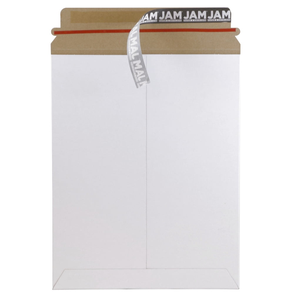 JAM Paper Stay-Flat Photo Mailer Envelopes with Peel & Seal Closure, 9 3/4 x 12 1/4, White, Sold Individually