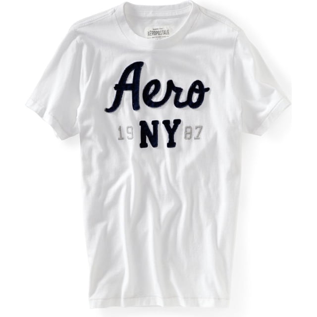 Aeropostale Camiseta gráfica para hombre 19 Ny 87, blanca, extragrande
