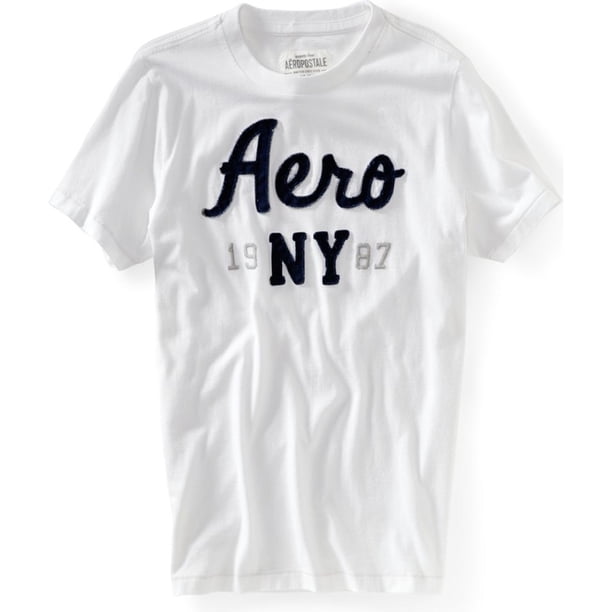 Aeropostale Camiseta gráfica para hombre 19 Ny 87, blanca, extragrande