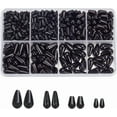 thumbnail image 1 of 110 cuentas de perlas en forma de lágrima, 4 estilos, de plástico negro, de imitación de gota de agua, para hacer pendientes, pulseras, collares y bisutería., 1 of 9