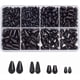 thumbnail image 1 of 110 cuentas de perlas en forma de lágrima, 4 estilos, de plástico negro, de imitación de gota de agua, para hacer pendientes, pulseras, collares y bisutería., 1 of 9