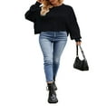 thumbnail image 2 of Chandail en Tricot pour Femmes Manches Longues Col Rond Uni Ample Chandail Chaud, 2 of 3