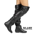 thumbnail image 4 of Leozcaa Over The Knee High Boots for Women Slouchy Wide Calf Pull On Thigh High Boots Flat Faux Leather Boots, 4 of 6