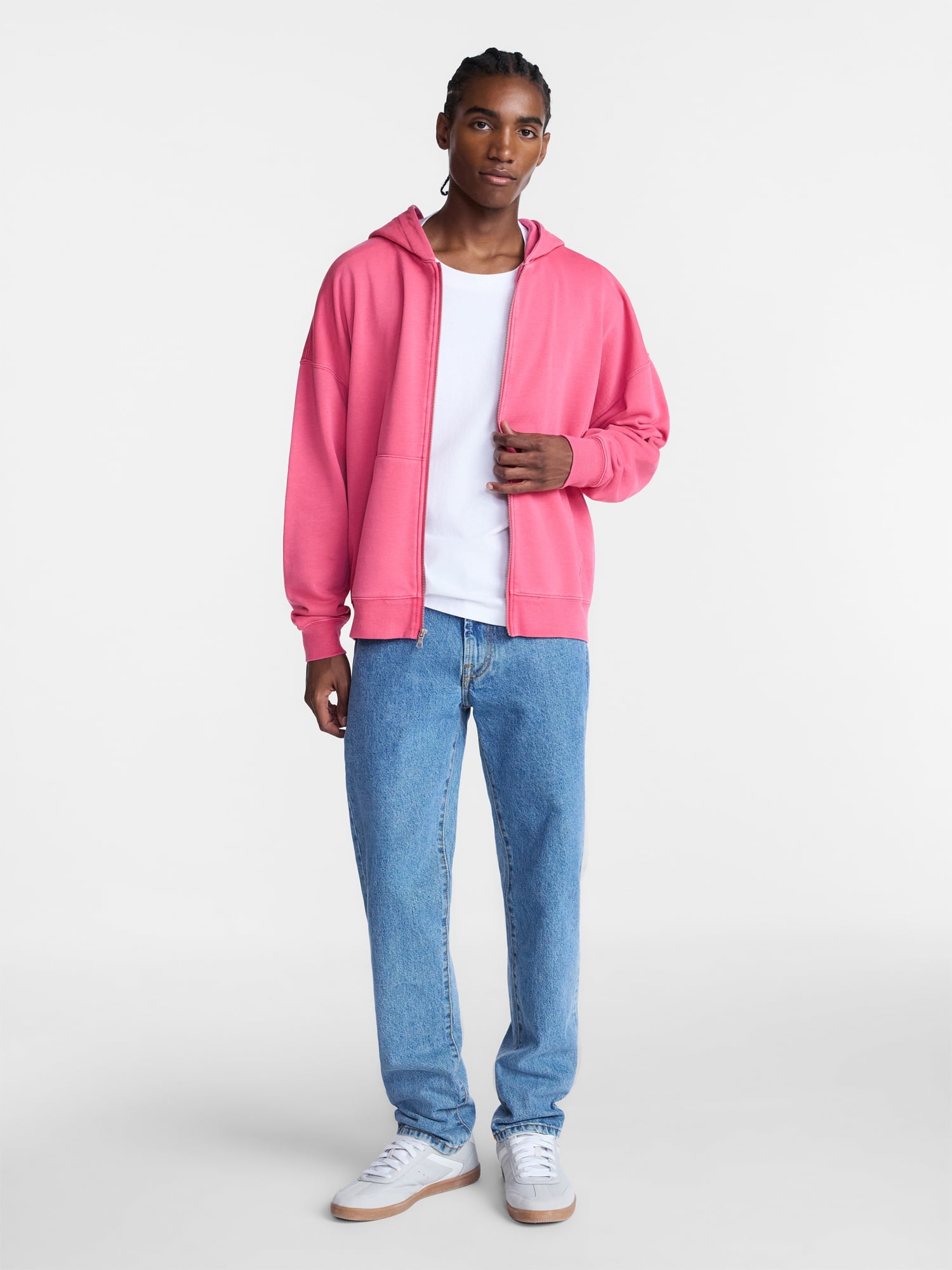 No Boundaries Zip Hoodie with Long Sleeves, Men's XS-4XLT