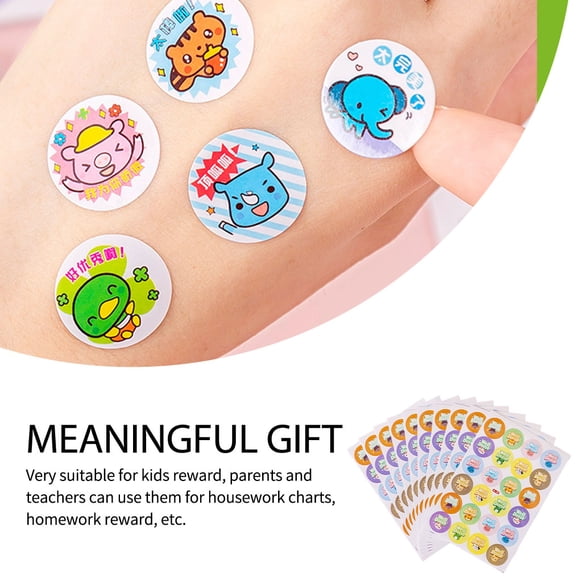 mmirethe 10 Sheets Commend Stickers Lovely Removable PVC Praise Labels Cartoon Kindergarten Decorations Reward Decals Using Welldone