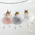 thumbnail image 2 of 3 pack Sparkling Sequins Meshes Skirt Angelic Antlers Girl Ornament Elegant Handmade Hanging Decoration for Celebration（White, pink, and gray）, 2 of 5