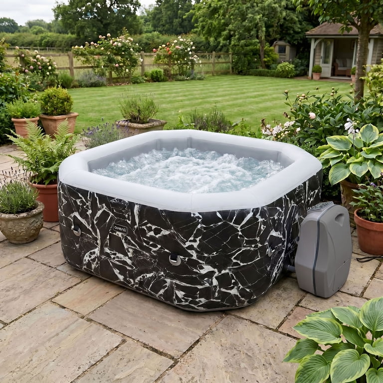 Avenli Oslo 2-4-Person Inflatable Hot Tub Spa with Cover, Black